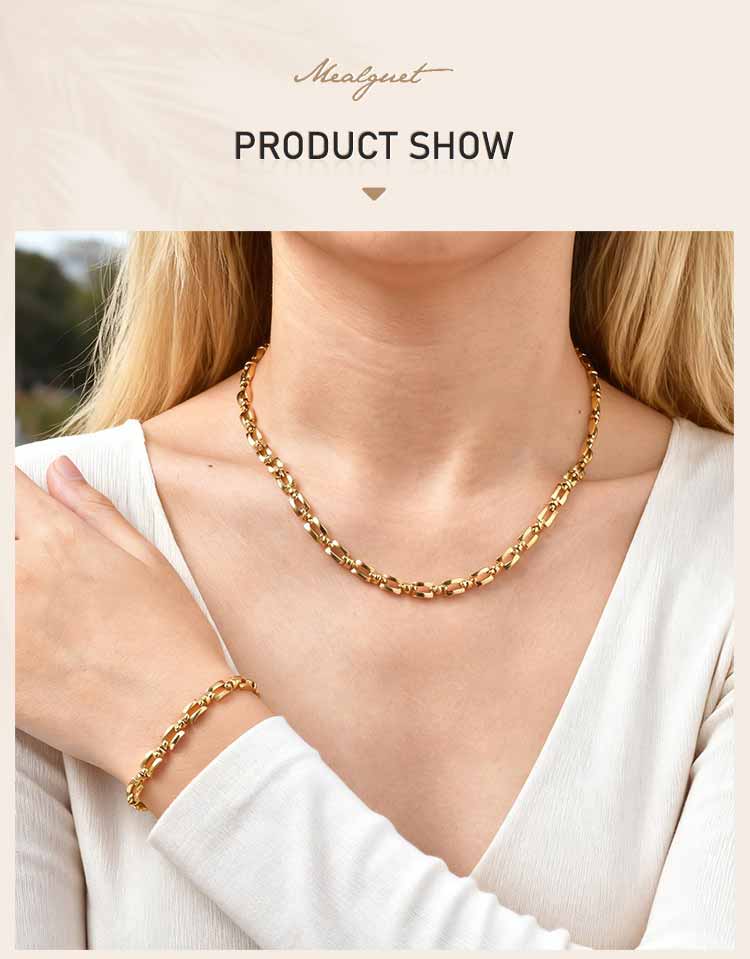 Handmade Strap Chain Necklace Stainless Steel Gold Plated Link Minimalist Tarnish Free Jewelry for Women Bijoux Femme