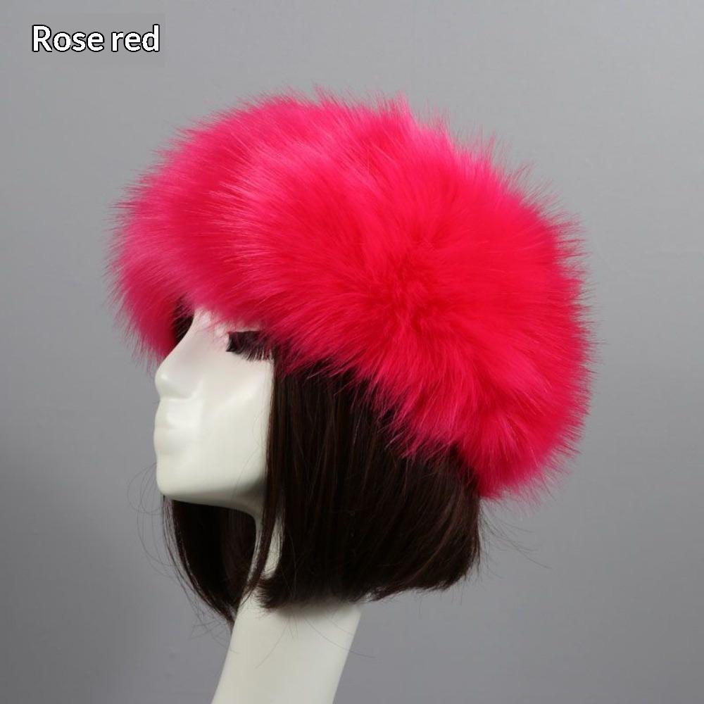 Women's Hat Faux Fox Fur Headband Hat Autumn and Winter Warm Headband Hat Plush Open Top Hat