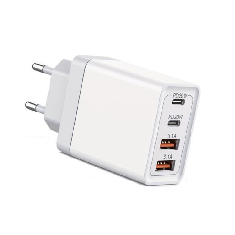 2A2C Port 55W EU Wall Charger PD Fast Charging Technology Multiple Device Support Safety