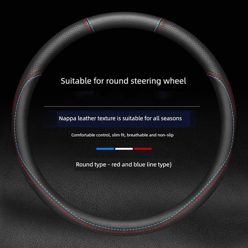 Baic Senova D70 X25 X35 D20 D50 X55 X65 Car Steering Wheel Cover Interior Modification Handle Cover Baic - Round [Red & Blue Line Design] + Unbranded