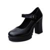 2024 High Quality Shoes Female Slingbacks Women's Pumps Autumn Round Toe Buckle Shallow Solid Dress Office Chunky Heels Shoes