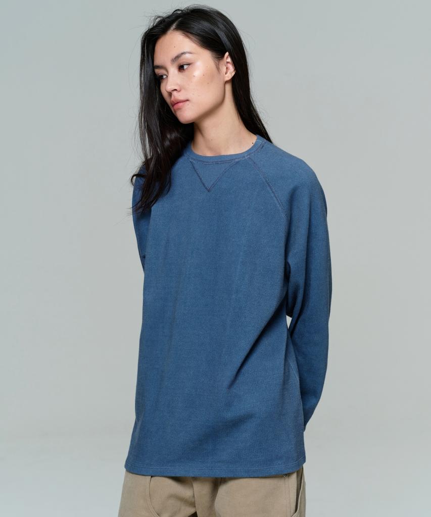 ERA Unisex Garment Dyed Raglan Ls T - Faded Blue