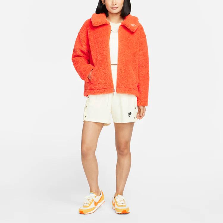 Nike CNY Faux Shearling Einfarbig Umlegekragen Jacke Damenjacke Orange DQ5366-817