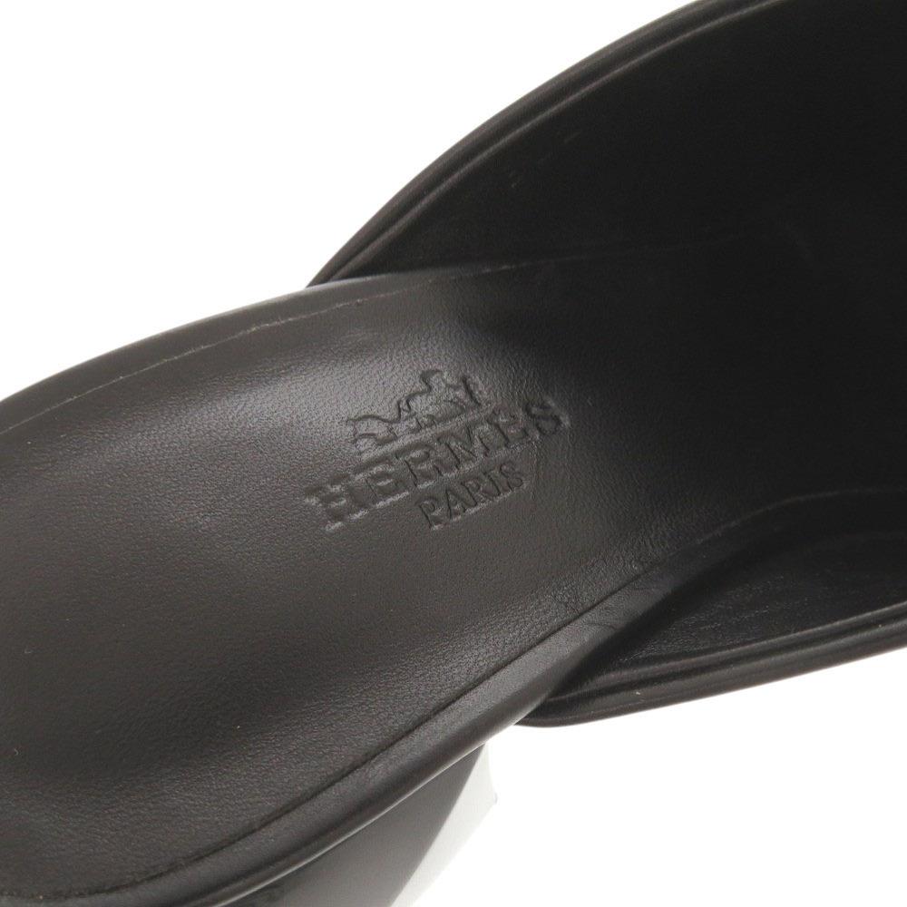 Gebrauchte AUTHENTISCHE HERMES Mules Christie Sandalen Schwarzes Leder