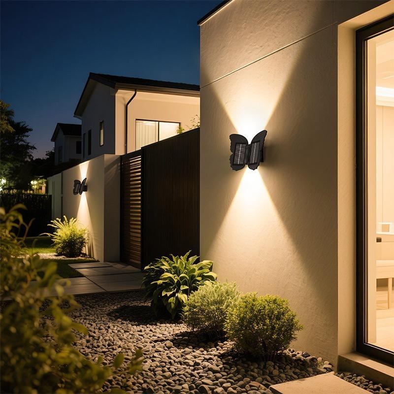 Butterfly Solar LED Wall Lamp: Waterproof Outdoor Garden and Villa Landscape Light