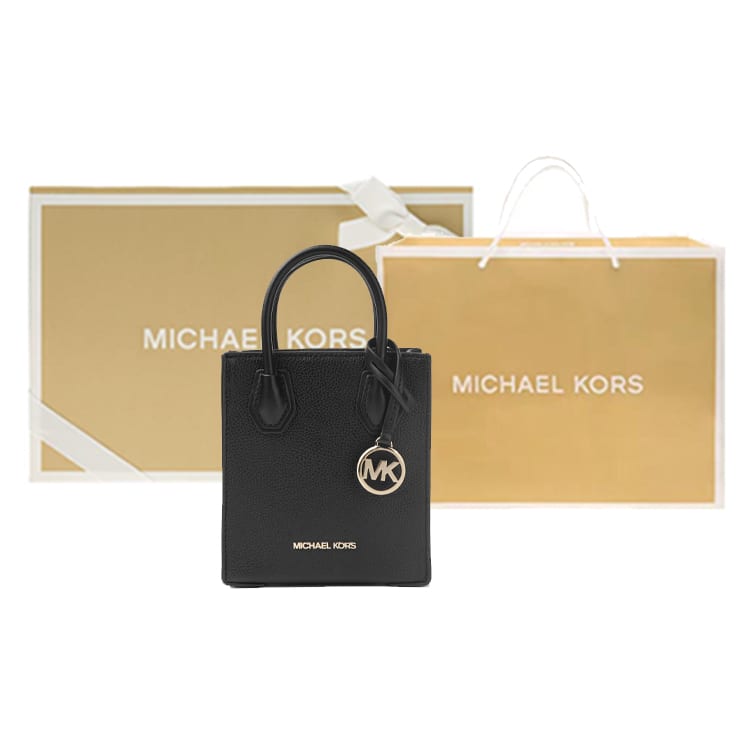 MICHAEL KORS Mercer Cow Leather Handbag Mini Women's Black 35S1GM9T0L-BLACK