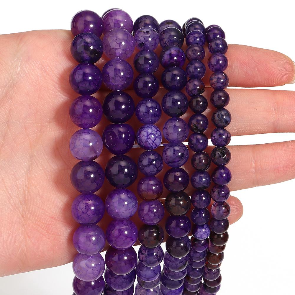 6/8/10mm Natural Stone Purple Dragon Agate Beads Round Loose Spacer Beads For Jewelry Making DIY Bracelet Necklace Accessories