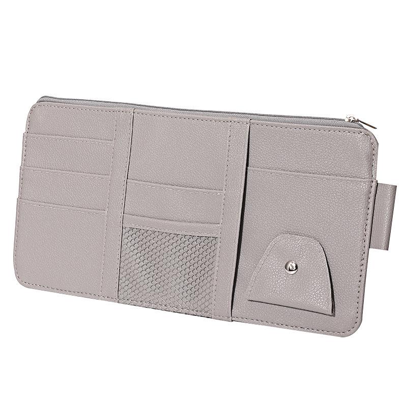 Multi-Functional Car Sun Visor Organizer: Card Holder, License & Receipt Keeper, Cable Storage, Glasses Clip