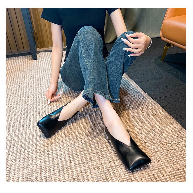 Black Soft Leather Square Toe Low-Cut Women’s Shoes - 2025 Stylish Niche Designer, Available in Large Sizes