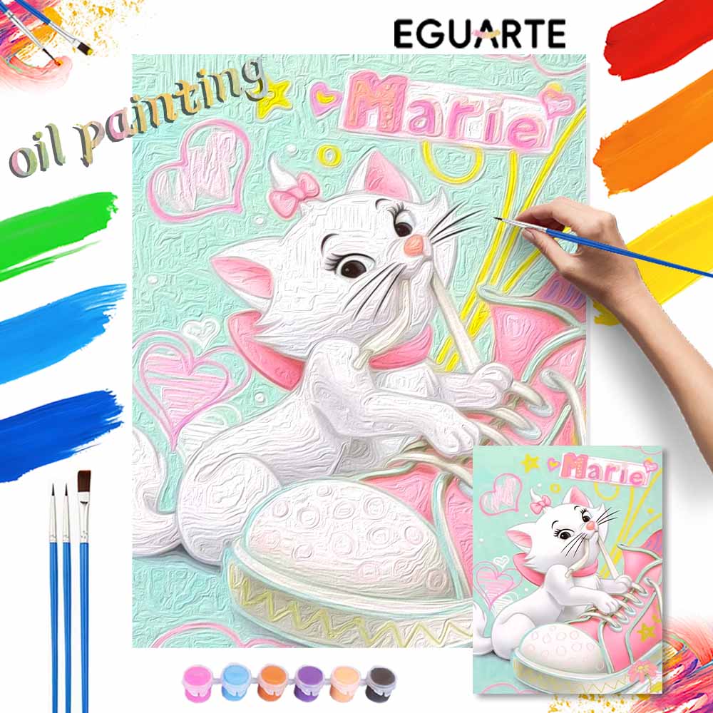 Disney Marie Cat oil paint by numbers painting kit handmade diy home decor gifts wall art canvas picture drawing for adults painting