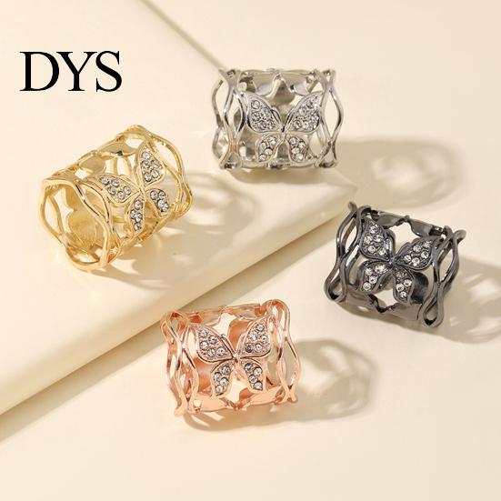 Fine Electroplated Scarf Ring Hollow-out Butterfly Ring, Rhinestone Holder, Elegant Stylish for Women Slide Shirts Neckerchiefs Shawls Silk