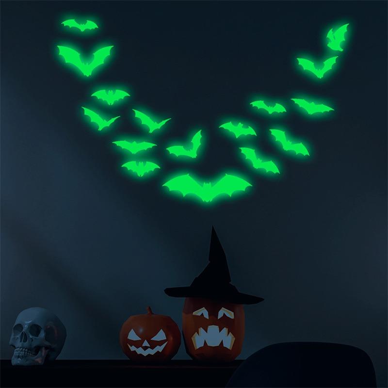 Halloween New Luminous Wall Sticker for Kids Room Bedroom Home Decoration Glow In The Dark Moon Decal Fluorescent Stickers