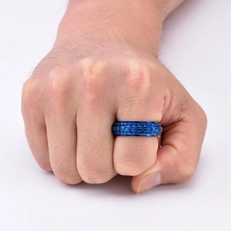 Dragon Scale Anxiety Ring for Men Women Cool Black Blue Gold Plated Snake Dragon Scales Spinner Ring 2025