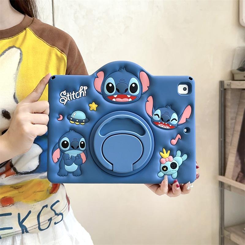For IPad Air 2 3 4 5 10.9 Mini 6 7 A16 Pro 11 9 8 7th Generation 10.2 10.5 Cute Cartoon Stitch Silicone Tablet Protective Case