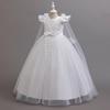 New Long Elegant Dress for Young Girls Flower Girl Princess Dresses White Formal Clothes From 4 To12 Years