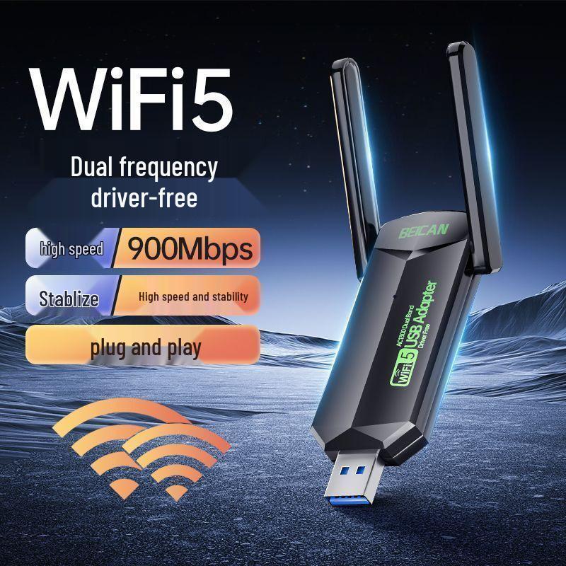 Driver-Free 5G Dual-Band WiFi 6 USB Network Adapter for Desktop Computers
