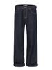 Women’s Plus Size Retro Dark Blue Wide-Leg High Waist Jeans for Autumn