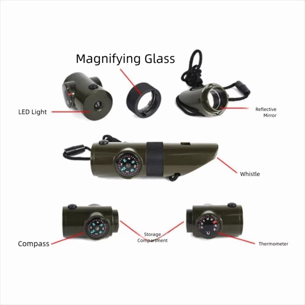 7-in-1 Outdoor Survival Whistle Multifunction 7-in-1 Emergency Whistle Sporting Goods