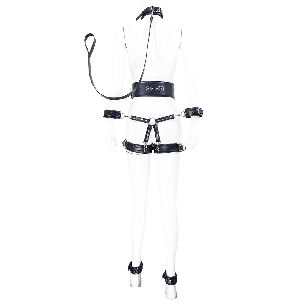 FUNNY Sex Toys for Woman Men SM Bondage Set Erotic Restraint Collar & 6 Cuffs & Waistband &Connection Adults Games for Couples