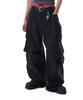 AAKAM 98 Knee Pin-Tuck Contrast Cargo Pants (Black)