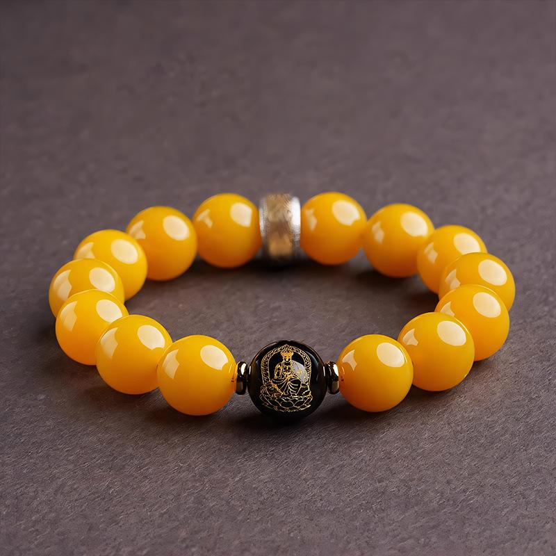 

Браслет-оберег со знаком зодиака из натурального желтого агата для мужчин и женщин - 7A класс, украшение Бэньминфо Yellow Agate 8MM