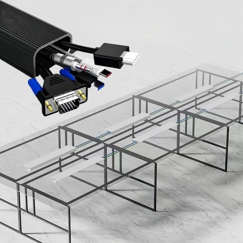 Desk Cable Organizer Box-PVC Wire Tray with No-Nail Self-Adhesive Storage Rack Trace-Free Wire Management & Storage Case