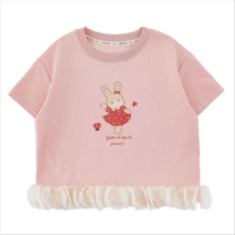 Girls' Cartoon Rabbit Short-Sleeve T-Shirt