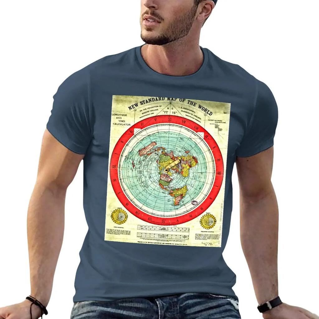 Gleason 1892 Flat Earth Map Research Flat Earth T-Shirt Vintage Anime Shirt Anime Stuff Plus Size Men Clothing