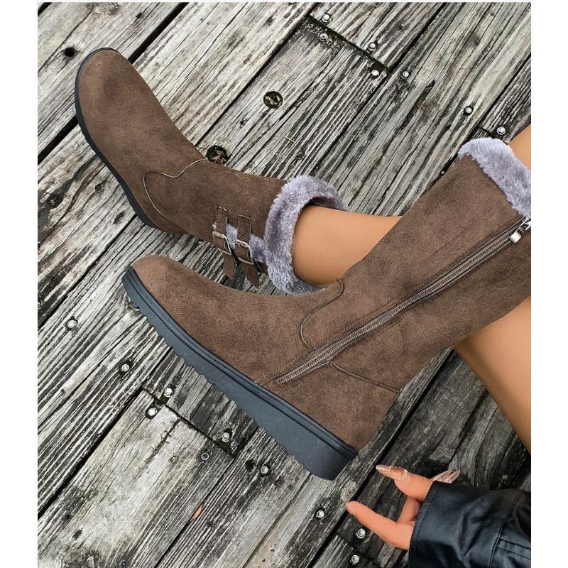 Shoes for Women Winter Warm High Fur Boots 2025 Snow Shoes for Women Mid-calf Plush Snow Boots Zip Fashion Botas De Mujer