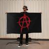 An Anarchist Flag - a Black And Red Two-Tone Banner Featuring The Anarchist Symbol In a Punk Rock Style, Available In Two Sizes (60.96X91.44 Cm And 91