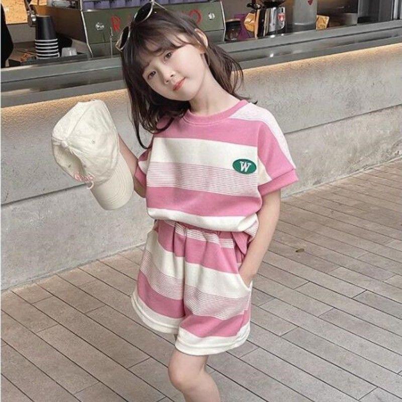 Cute Girls Summer Fashion Short Sleeve Two Piece Set Stylish Baby Casual Outfit