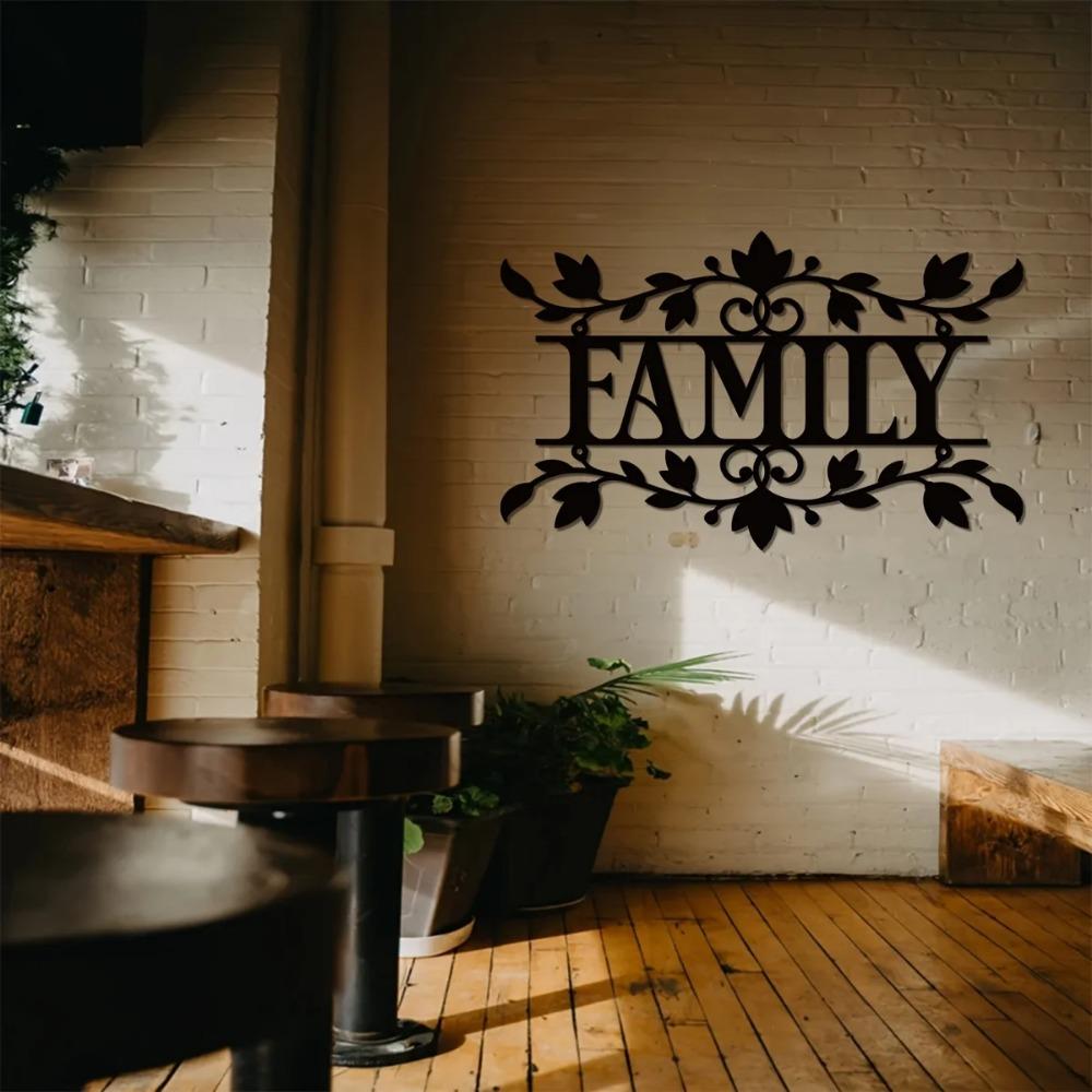1 Metallschild mit der Aufschrift „Familie“ – elegante Wanddekoration für das Esszimmer – stilvolle Wandkunst für die Familie – individuelle Wortkunst aus Metall – perfekte Heimdekoration
