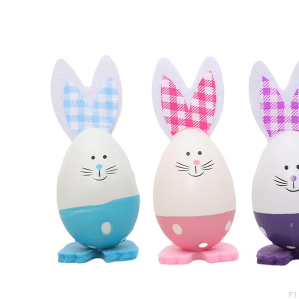 3 Pieces Easter Eggs Adornments Cute Party Favors Decoration Decorative Rabbit Figurines