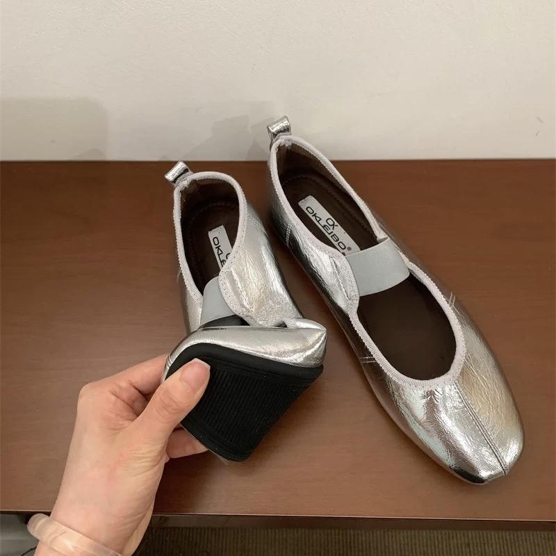 Fashion SUOJIALUN 2025 Autumn Women Flat Heel Shoes Fashion Round Toe Shallow Slip On Mary Jane Shoes Soft Flat Casual Dress Single Shoe