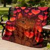1pc Heart Cat Print Outdoor Flannel Blanket , Machine Washable Perfect Gift for Birthday , Holiday Travel Accessory , Durable Material