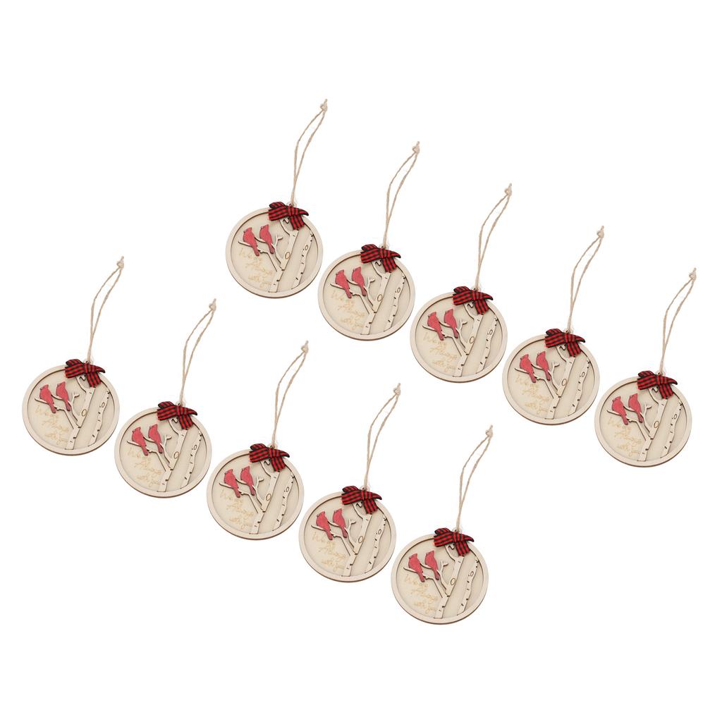 10Pcs Handmade Memorial Ornament Wooden Red Cardinal Ornament Hanging Memorial Christmas Decoration