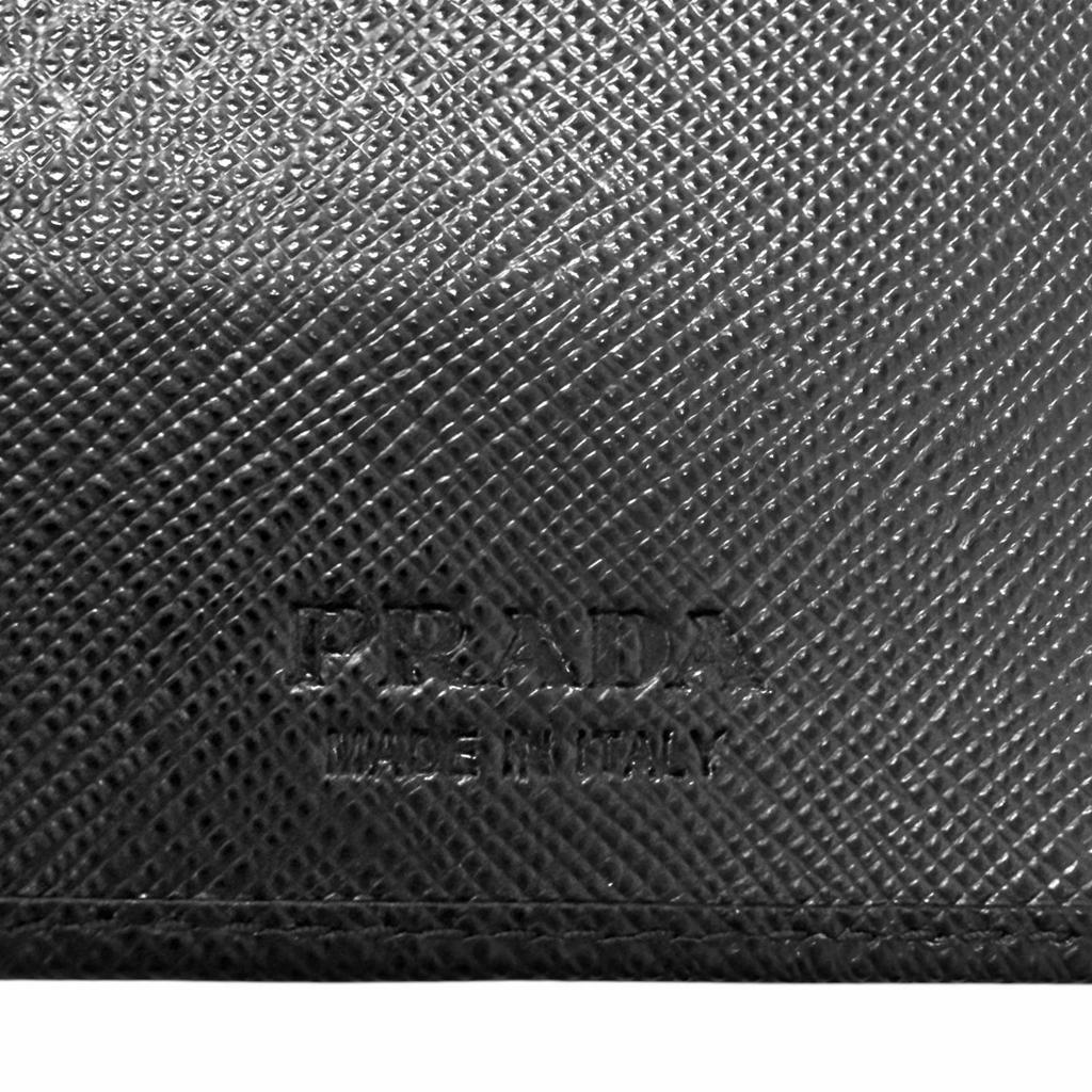 Great PRADA Purse Bifold Wallet Long Wallet black Safiano leather mens 2MV836 Used