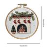 Christmas Cross Stitch Embroidery Kit Includes Hoop Cloth Threads Handmade Sewing Art Craft Kit DIY Embroidery Kit for Beginners