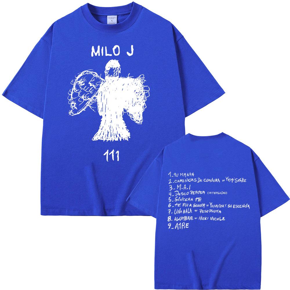 Rapper Milo J 111 Album Double Sided Print T Shirt Men Hip Hop Fashion Tshirt Male Rap Oversized T-shirt Men's Cotton T-shirts