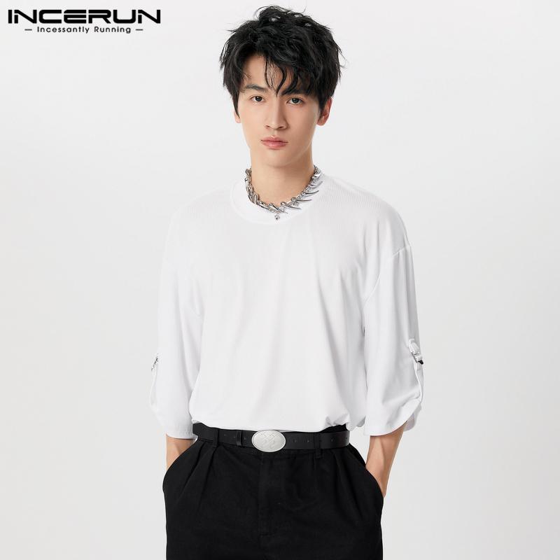 INCERUN Pánská nadměrná ležérní trička s 3/4 rukávem a volného střihu