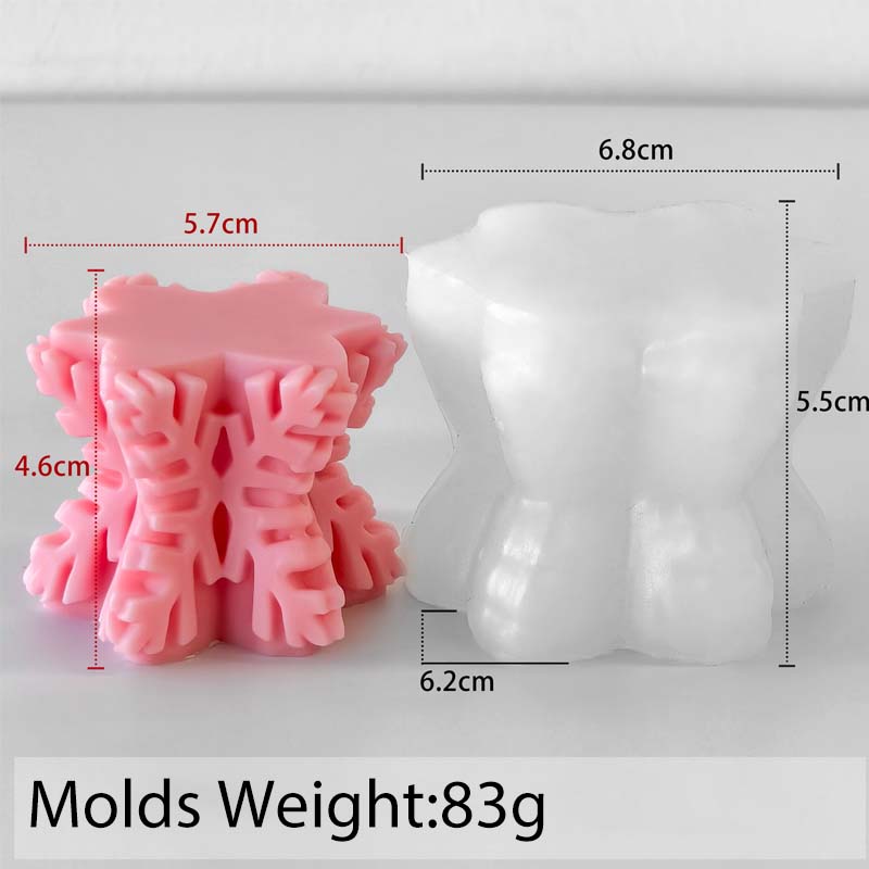 Snowflake Pillar Silicone Candle Mold DIY Christmas Ornaments Craft Gifts Making Soap Plaster Resin Baking Molds Home Xmas Decor