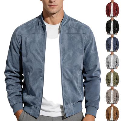 Herren Jacke mit Stehkragen und Reißverschluss, Langarm Lockerer Schnitt Lässiger Mantel