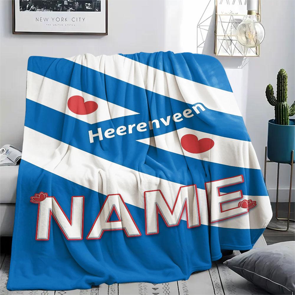 Custom Name,SC Heerenveen Printed Flannel Blanket, soft throw for bedroom sofa, washable, Christmas present, great gift.