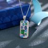 Huitan Luxury Geometric Pendant Necklace Full with Blue/Green Cubic Zirconia New Trendy Women's Neck Accessories Wedding Jewelry
