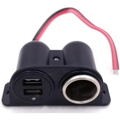 Montážna zásuvka 12V / 24V + Duálna USB nabíjačka do auta Zapaľovač cigariet Adaptér do auta