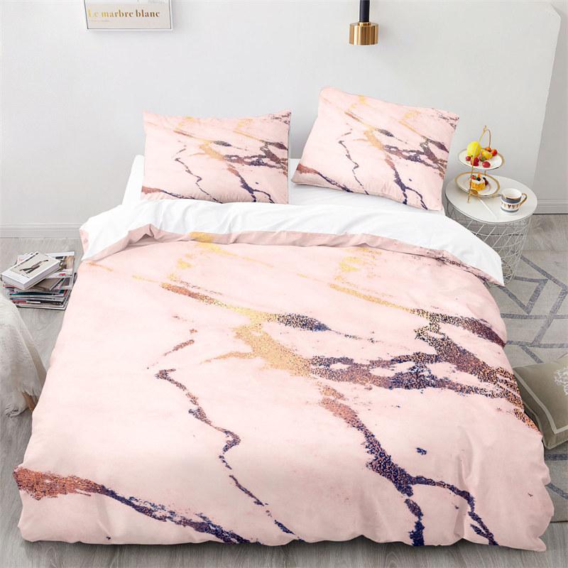 Blue Marble Print Duvet Cover Abstract Geometric Bedding Set King For Girls Kids Teens Microfiber Quilt Cover With Pillowcases