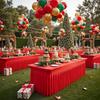 Party Table Skirt 6ft Christmas Red Tablecloths For Rectangle Table Reusable Tablecloths Holiday Decor For Restaurant Buffet