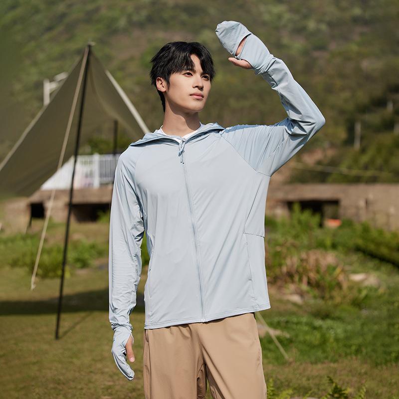 Vinyl Original Yarn Ice Silk Sunscreen Clothing Couple Summer Outdoor Fishing Clothing Men's UV Protection Skin Clothing UPF10 +
