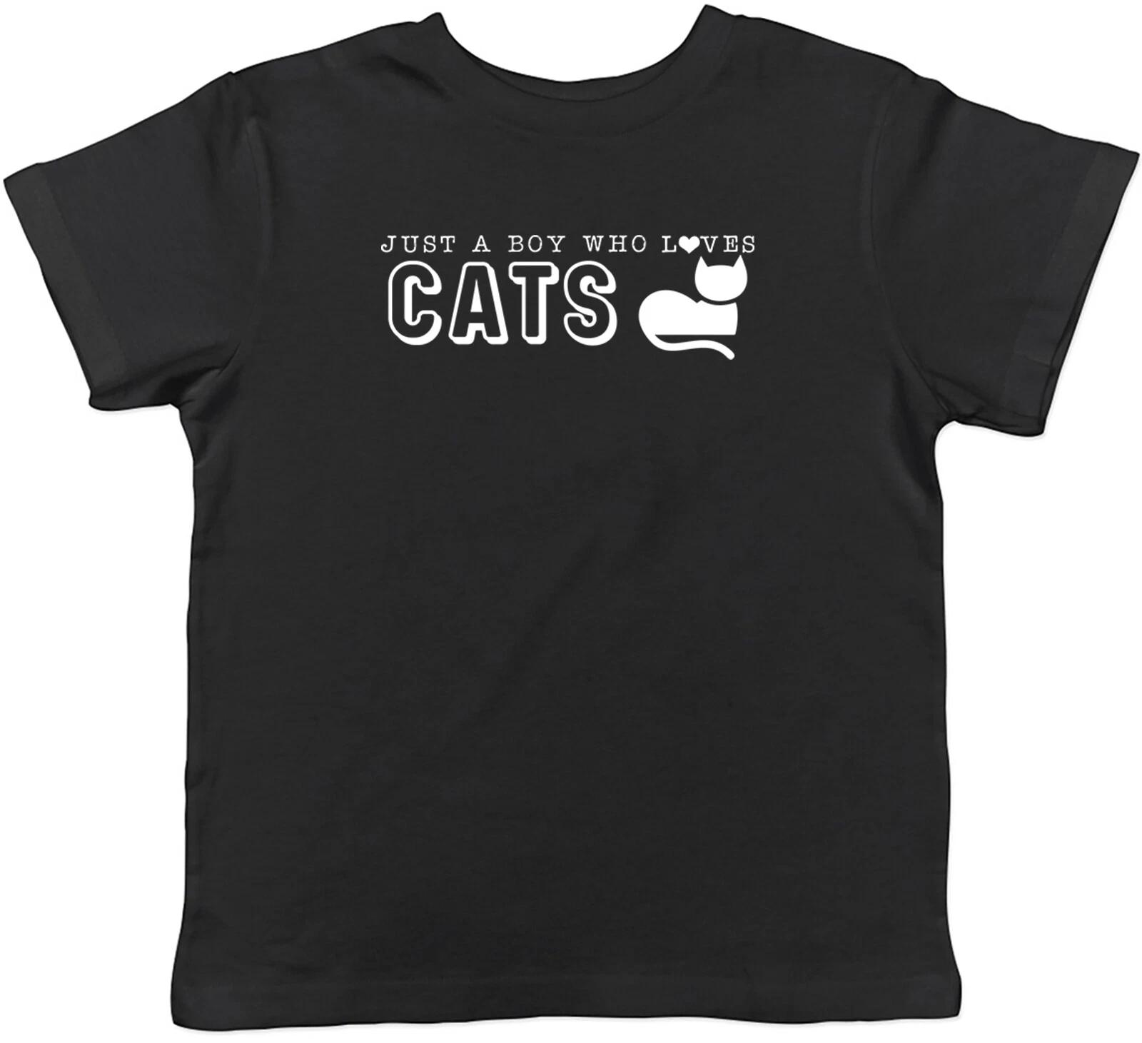 Just A Boy Who Loves Cats Animal Childrens Kids T-Shirt Boys Girls Gift 100