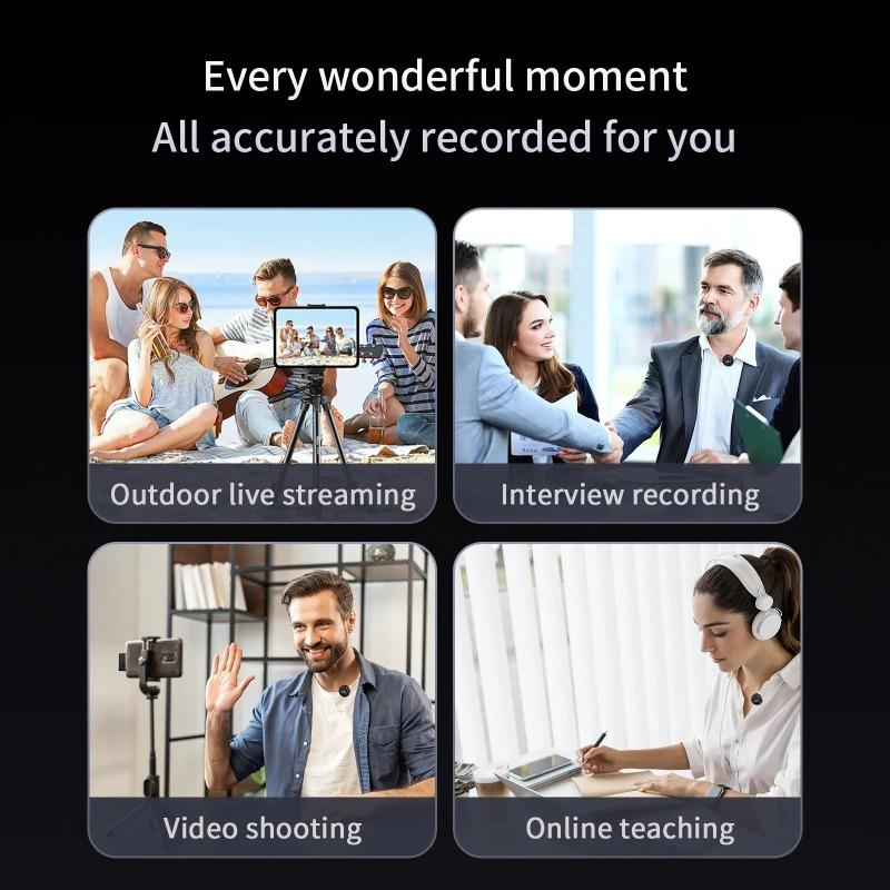 Wireless Lavalier Microphone Magnetic Noise Reduction With Charging Box Digital Display for iPhone Android Video Recording Vlog